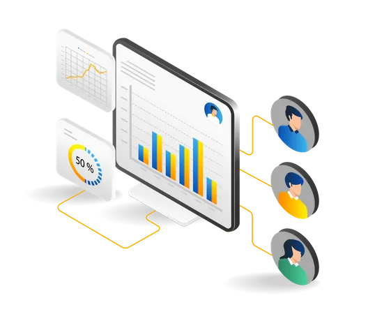 Team Computer Data Analysis  Illustration