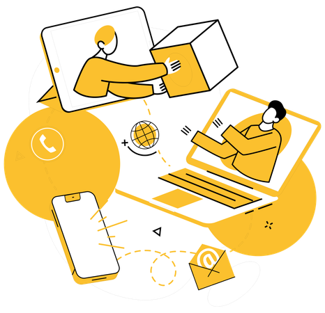 Team, das remote zusammenarbeitet  Illustration