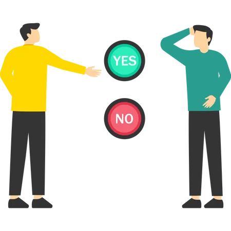 Decision Making Concept Illustration The Business Team Chooses The Option Between Yes And No Choice Problem And Decision Concept Vector Illustration In Flat Cartoon Style Illustration