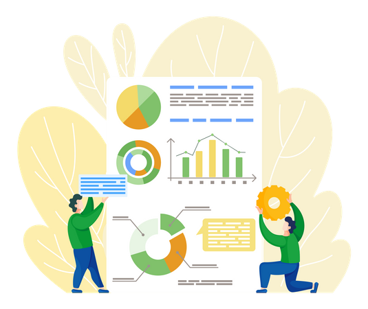 Team developing data analytics chart  Illustration