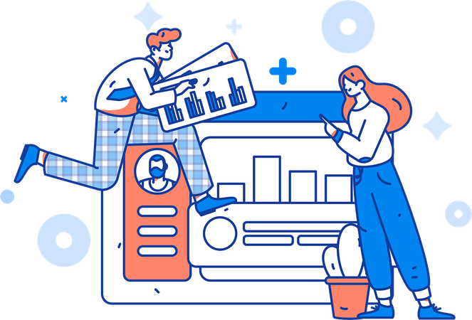 Team discusses growth analysis  Illustration