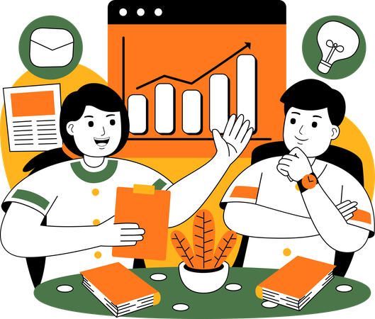 Team discussing about business growth  Illustration