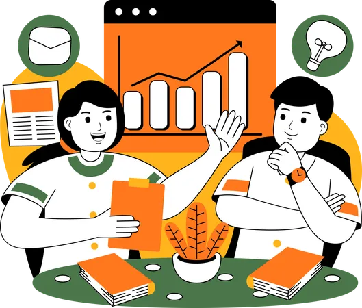 Team discussing about business growth  Illustration