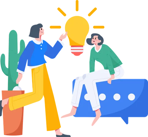 Team discussing bright ideas  Illustration