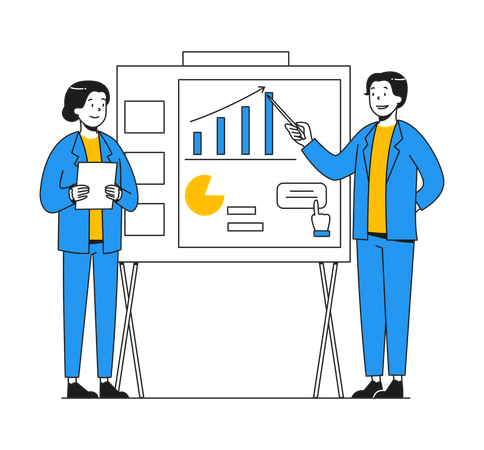 Team Discussing business analysis report  Illustration