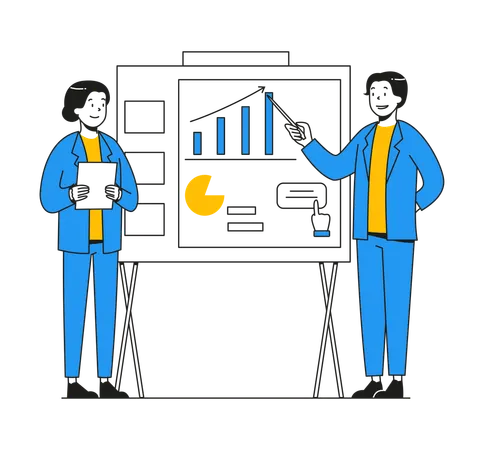 Team Discussing business analysis report  Illustration