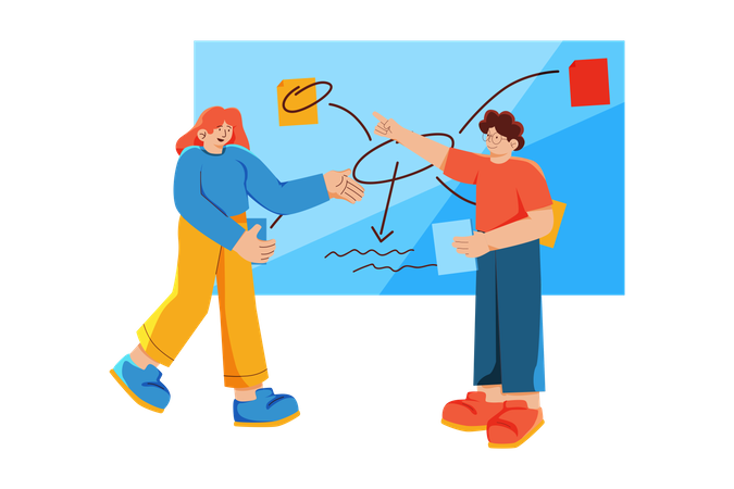 Team discussing business Strategy Illustration
