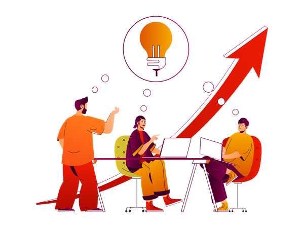 Team discussing business strategy  イラスト