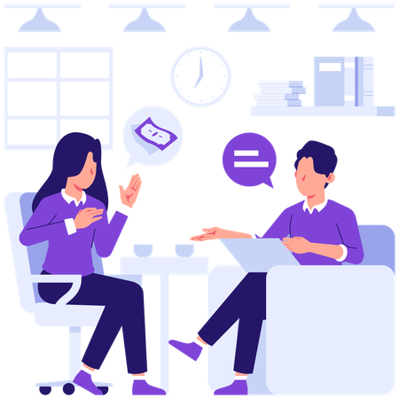 Team discussing cost expenses  Illustration