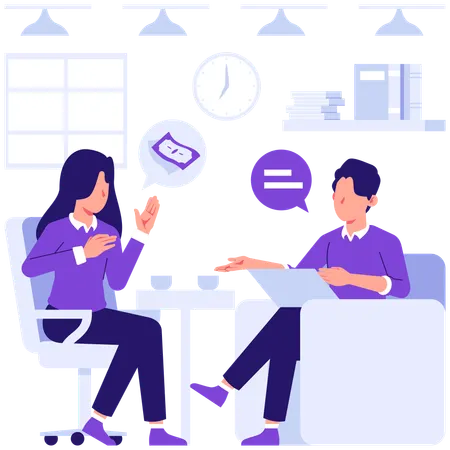Team discussing cost expenses  Illustration
