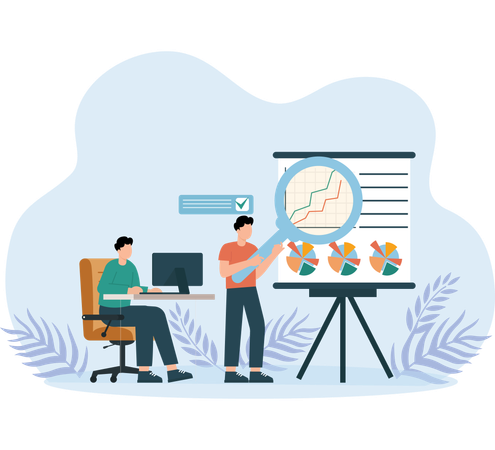 Team Discussing in Meeting Room  Illustration