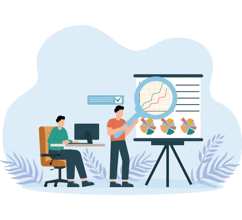 Team Discussing in Meeting Room  Illustration