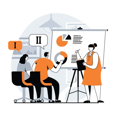 Team discussing on opinion together Illustration