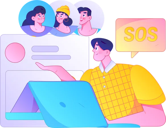 Team discussing on sos message  Illustration