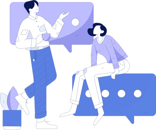 Team discussing online messages  Illustration