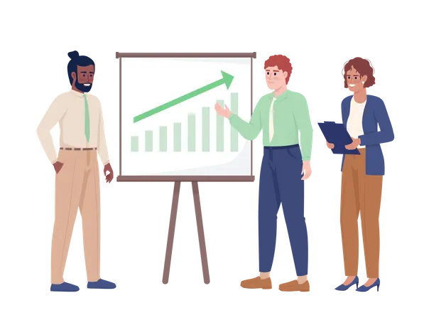 Team Discussing Success Strategy Semi Flat Color Vector Characters Editable Figures Full Body People On White Business Simple Cartoon Style Illustration For Web Graphic Design And Animation Illustration
