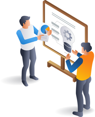 Team discussion about business ideas  Illustration