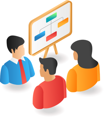 Team discussion about organizational structure  イラスト
