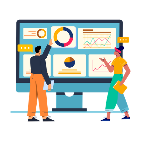 Team Discussion On Data Analysis  Illustration