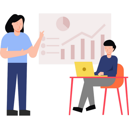 Team diskutiert über Datenanalyse  Illustration