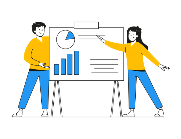 Team Displaying Analytics Chart Report  Illustration