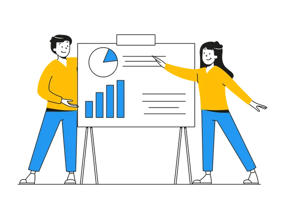 Team Displaying Analytics Chart Report  Illustration