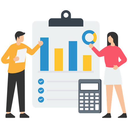 Team doing accounting  Illustration