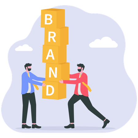 Team doing brand building  Illustration