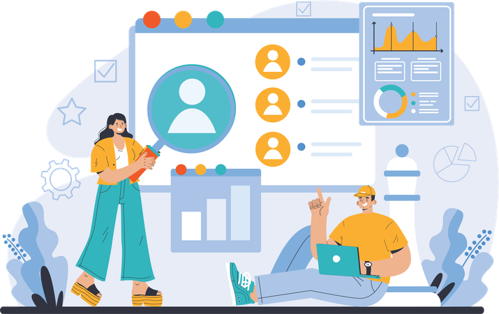Team doing customer feedback management  Illustration