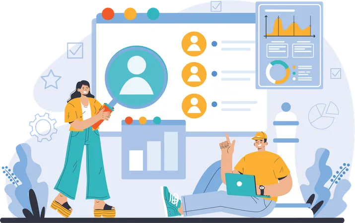 Team doing customer feedback management  Illustration