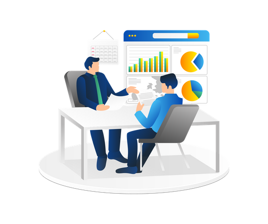 Team doing data analysis  Illustration