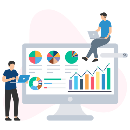 Team doing Data monitoring analysis  Illustration