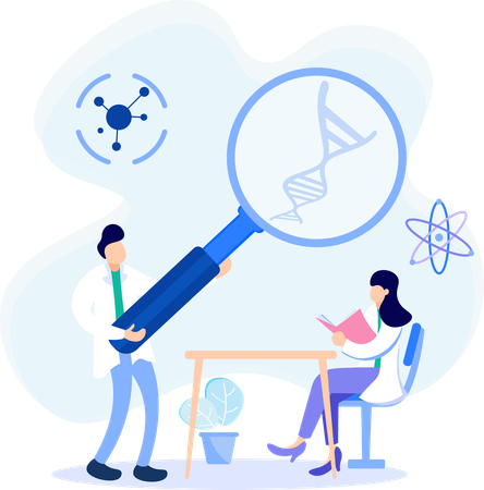 Team doing dna research  Illustration