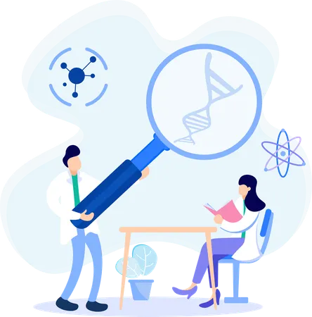 Team doing dna research  Illustration