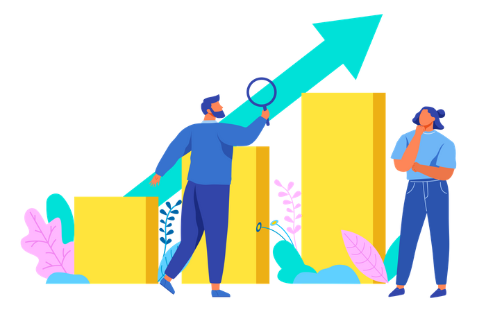 Team doing growth analysis  Illustration