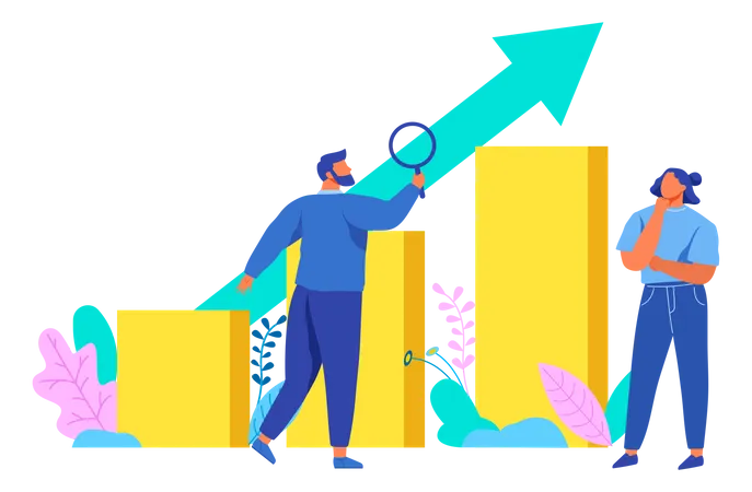 Team doing growth analysis  Illustration