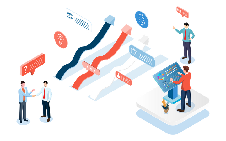 Team doing growth analysis  Illustration