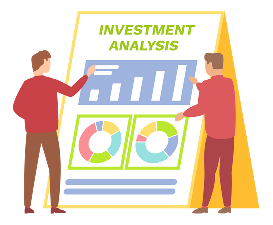 Team doing investment analysis Illustration