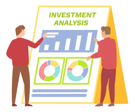 Investment Analysis Concept Banner With Characters Financial Administration Commerce Solutions For Investments Statistic Grow Business Data Accounting Infographic People Analyzing Growth Charts Illustration