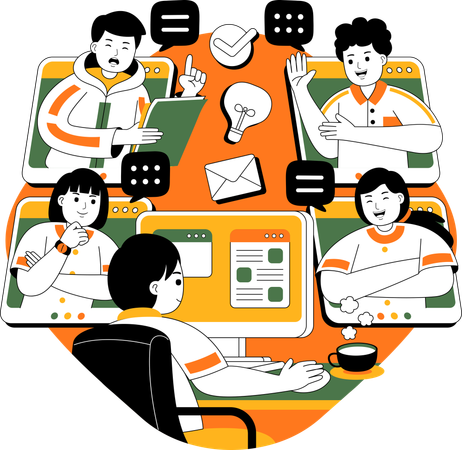 Team doing online meeting  Illustration