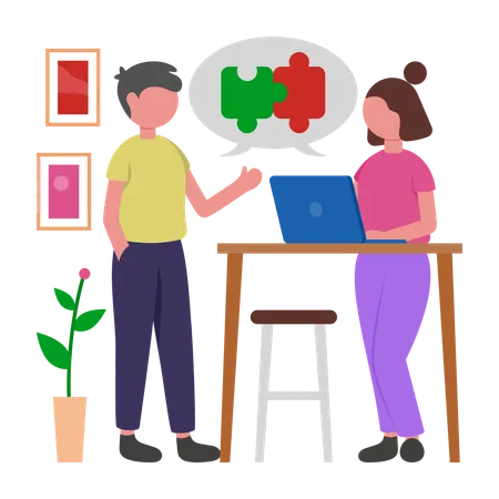 Team doing problem solving Collab  Illustration