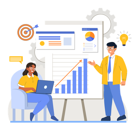 Team bei der Strategieplanung  Illustration