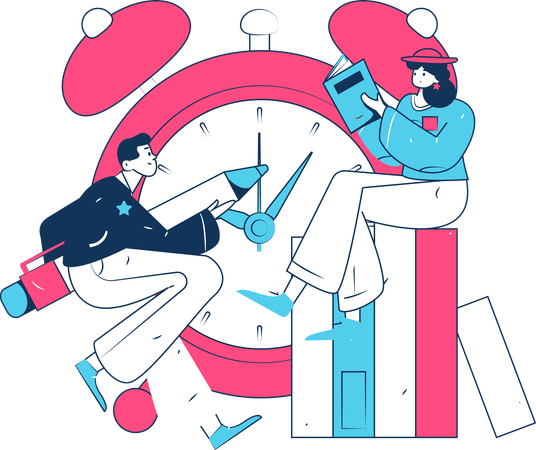 Team doing time management for work  Illustration