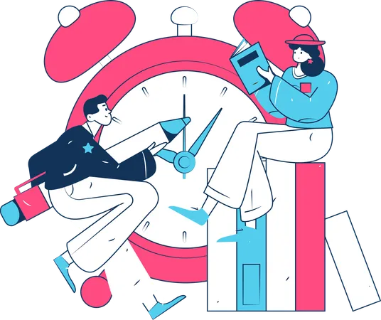 Team doing time management for work  Illustration