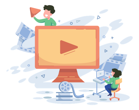Team doing video advertisement  Illustration