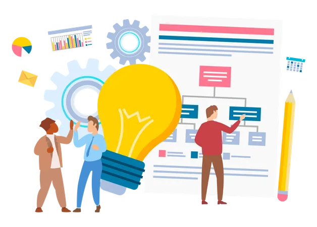 Team doing workflow management  Illustration