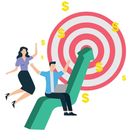 Team Effort to Meet Business Targets  Illustration