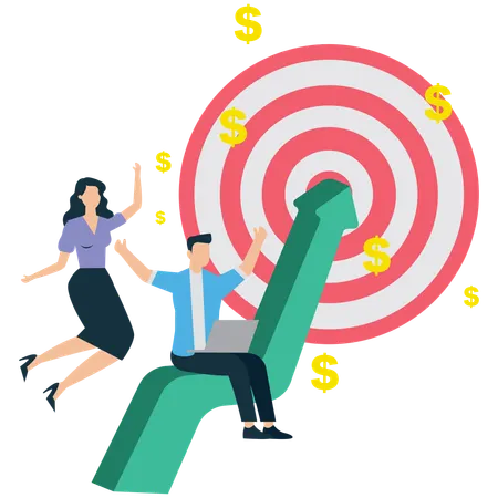 Team Effort to Meet Business Targets  Illustration