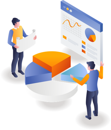 Team erstellt Kreisdiagramm  Illustration