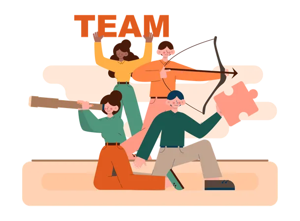 Team finding solution  Illustration